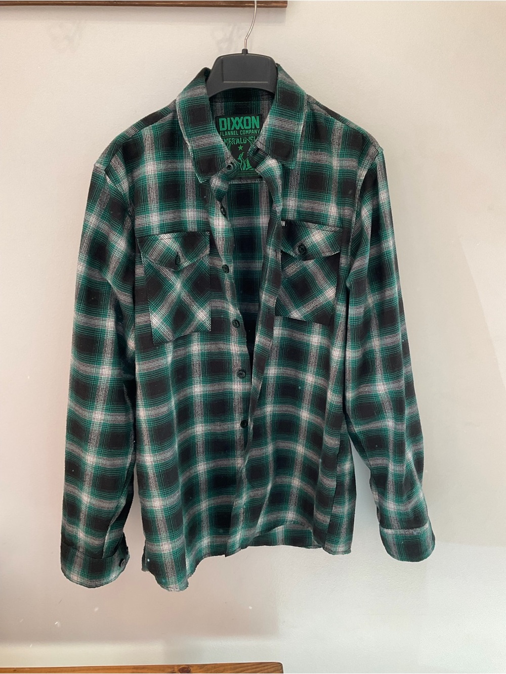 DIXXON Emerald Isle Green and Black Plaid Button-Up Shirt - Men's